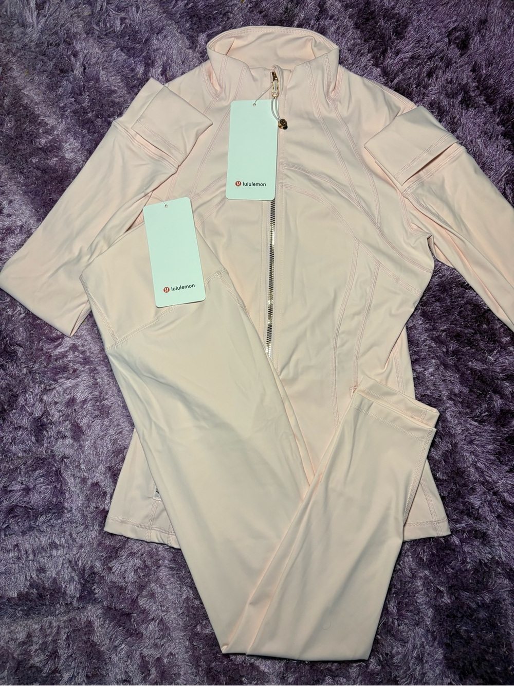 lululemon athletica Pale Pink Zip Jacket & Leggings Set